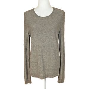 Gerard Darel Lightweight Sweater Top Size 3 (M) Taupe Metallic Stripes L/S Soft